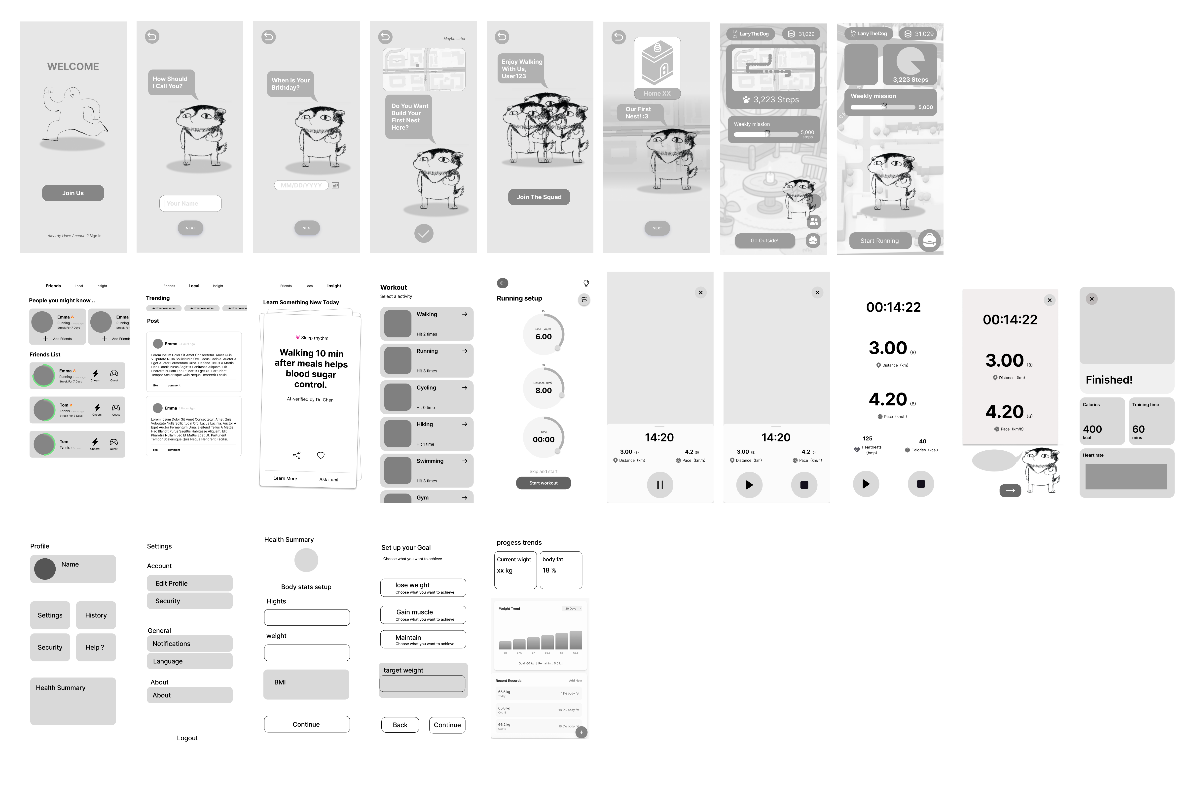 Lo-fi wireframes